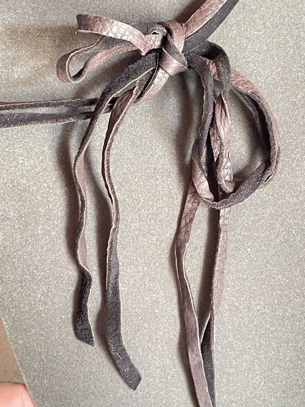 Gray Pearl Necklace with Brown Suede Tie - Picture 8 of 8